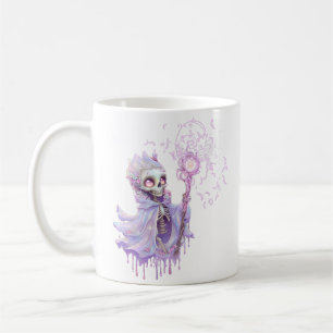 Taza De Café Melodías mágicas del lindo esqueleto morado.
