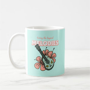 Taza De Café Melodías Tropicales Ukulele Arte Floral