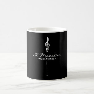 Taza De Café MELTPOINT BLACK White G-Clef Maestro Treble Maker