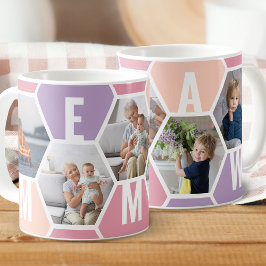 Taza De Café MEMAW 5 Foto Editable 5 Letra Honeycomb