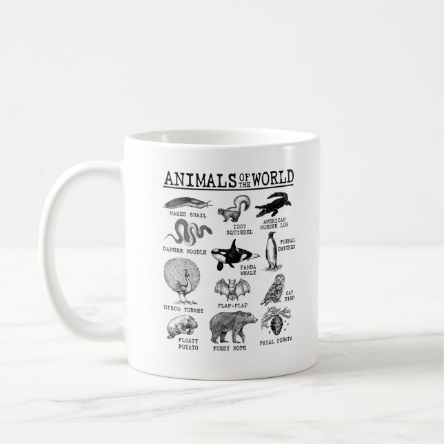 Taza De Café Meme de animales divertidos de la cosecha de todos (Izquierda)