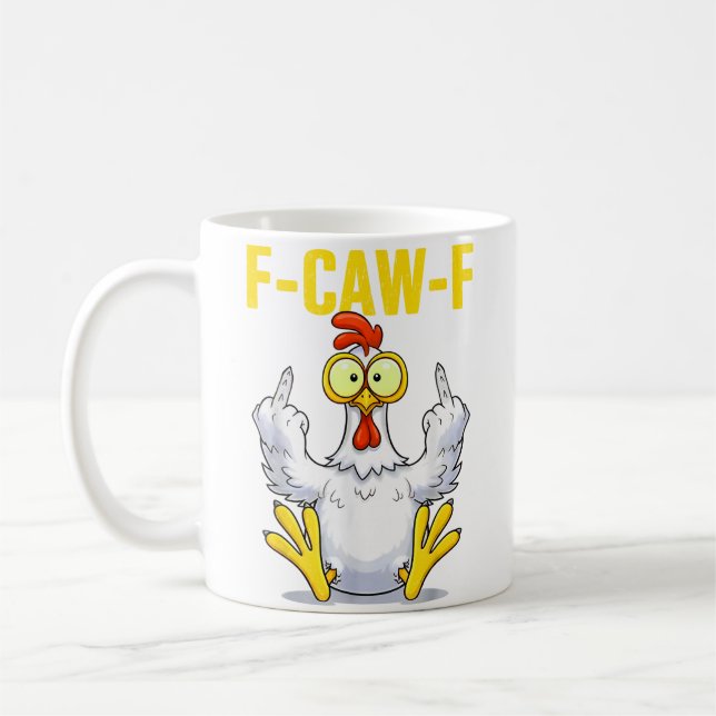Taza De Café Meme de F-Caw-F | Chiste divertido de pollo | Gall (Izquierda)