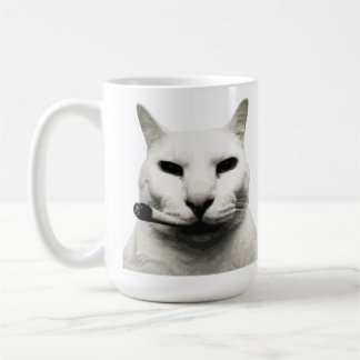 Taza De Café Meme de gato divertido y genial fumando un cigarri