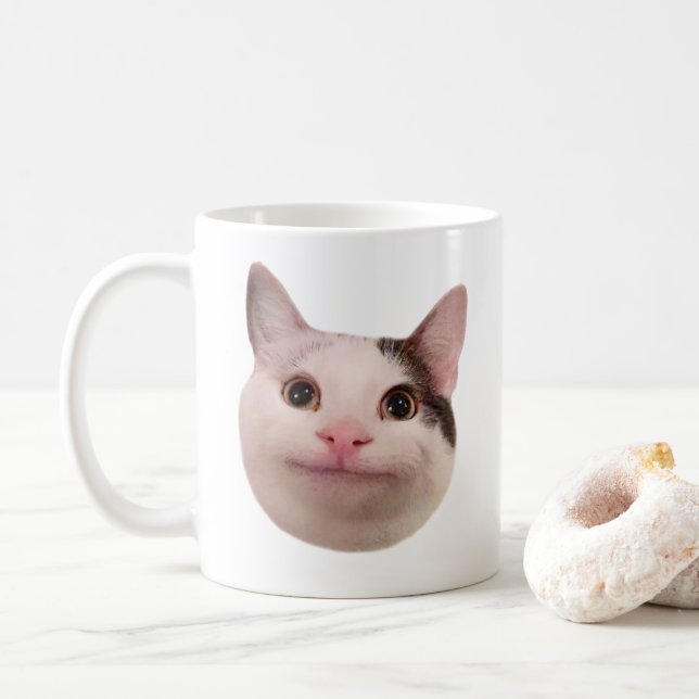Taza De Café Meme de gato educado doble cara (Con donut)