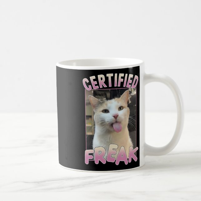 Taza De Café Meme de gato Freak Cute certificado ama a los anim (Derecha)