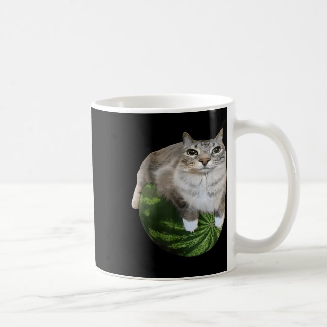 Taza De Café Meme de gato tonto de la sandía (Derecha)