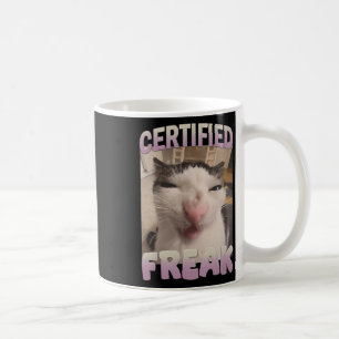 Taza De Café Meme de meme de gato Freak certificado Memes ofens