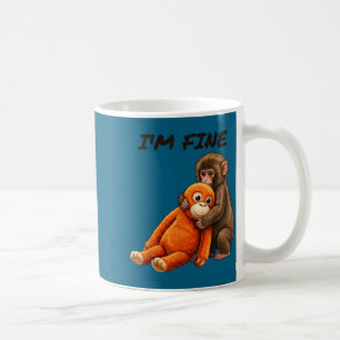 Taza De Café Meme de mono golpeado triste con juguete naranja e