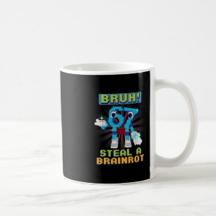 Taza De Café Meme de píxel divertido Bruh 67 Roba un Brainrot 