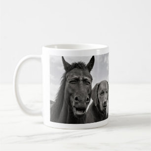 Taza De Café Meme de reacción divertida de caballo, perro y gat