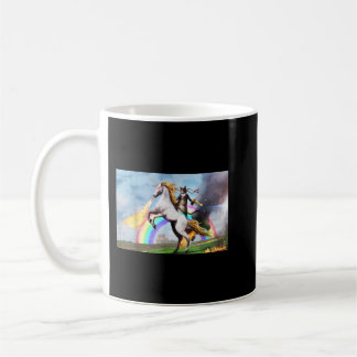 Taza De Café Meme de Unicornio que respira el fuego en un gato