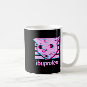 Taza De Café Meme divertido de gato con ibuprofeno y cara felin