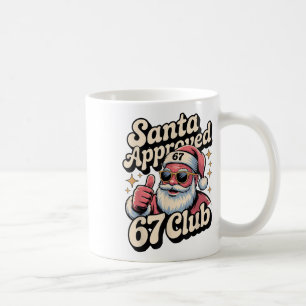 Taza De Café Meme divertido de Navidad 67 - Retro Santa Aprobad