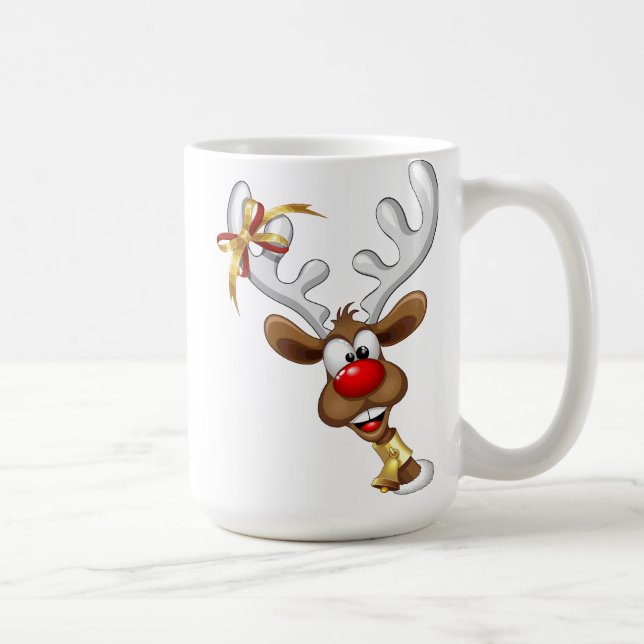 Taza De Café Meme Divertido de Navidad de Reno Espiando (Derecha)