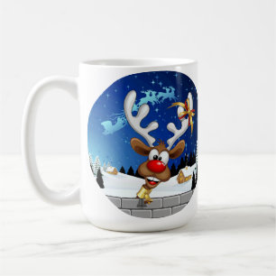 Taza De Café Meme Divertido de Navidad de Reno Espiando