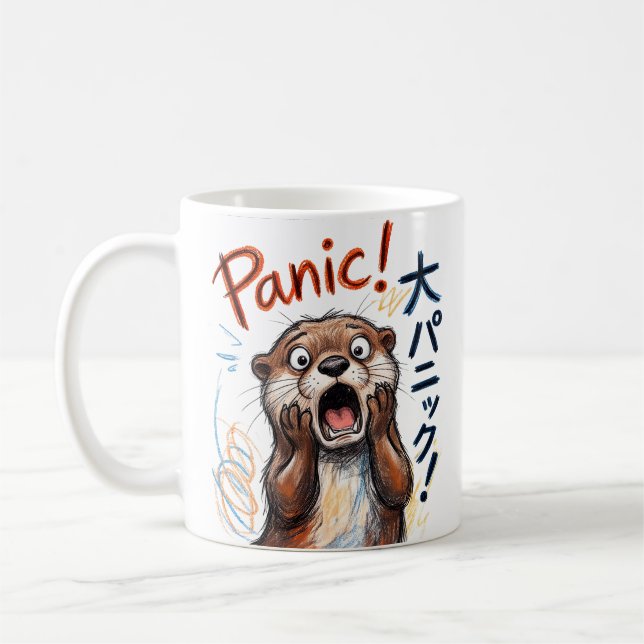 Taza De Café Meme Divertido de Nutria en Pánico  (Izquierda)