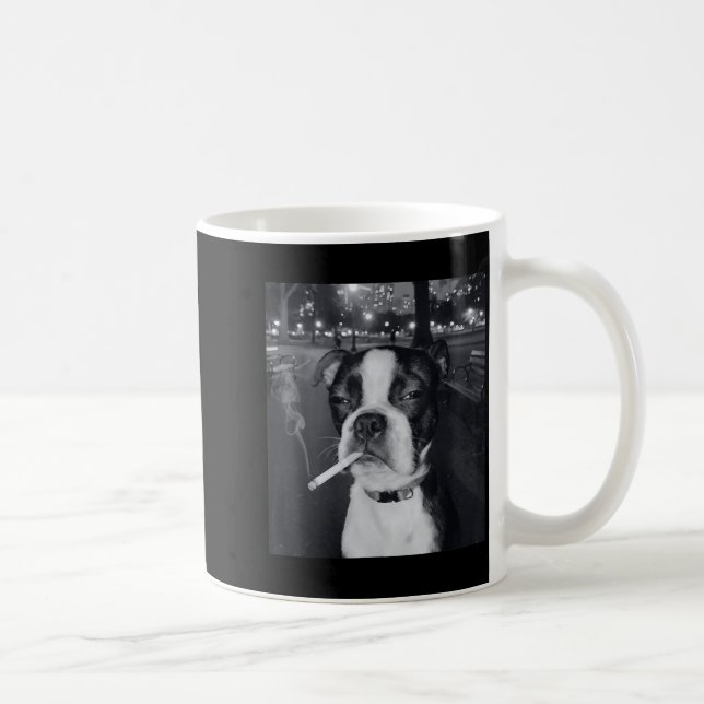 Taza De Café Meme Divertido de Perro Fumando Cigarrillo Meme de (Derecha)