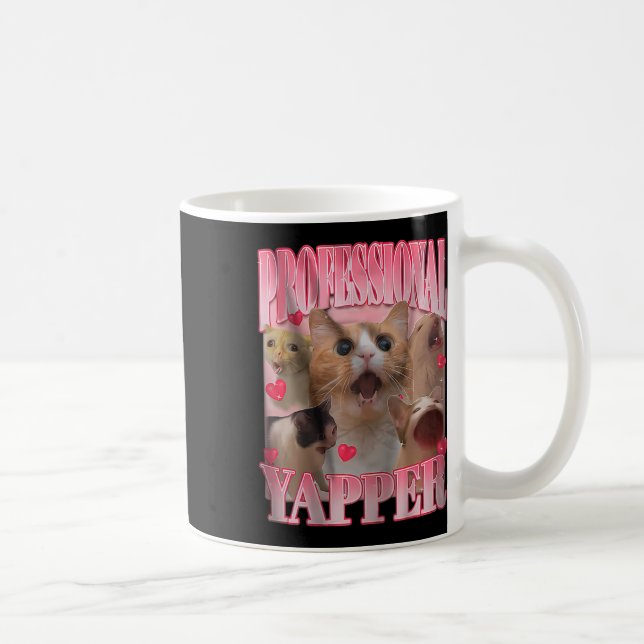 Taza De Café Meme divertido de yapper Cat profesional (Derecha)