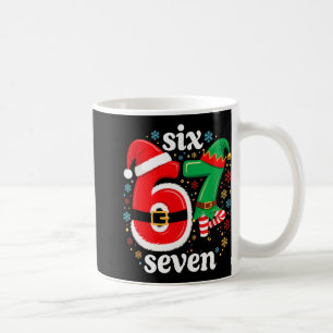 Taza De Café Meme Divertido Seis Siete 67 Elfo 6 7 Santa Navida