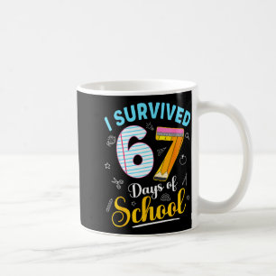 Taza De Café Meme Divertido Sobreviví 67 Días De Escuela Profes