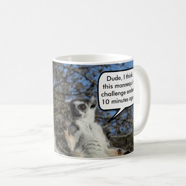 Taza De Café Meme Lemurs en Mannequin Challenge (Anverso derecho)