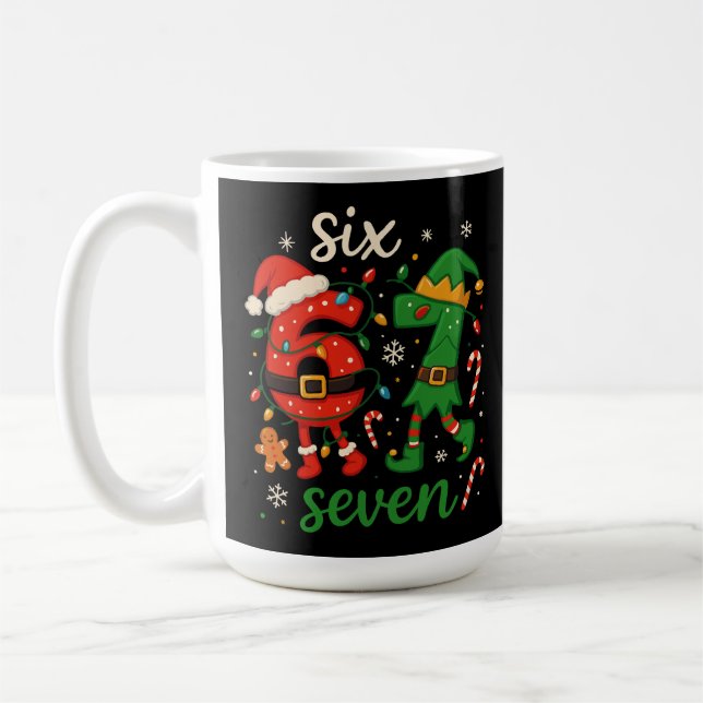 Taza De Café Meme Navideño Mono Seis Siete  (Izquierda)
