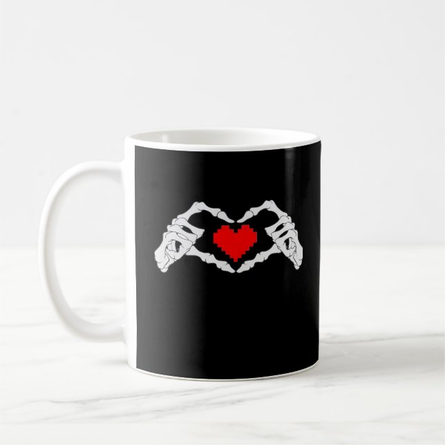 Taza De Café Meme Skeleton Heart And Hands (Izquierda)