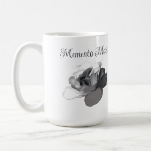 Taza De Café Memento Mori Rosa Blanca Estética Dark Academia
