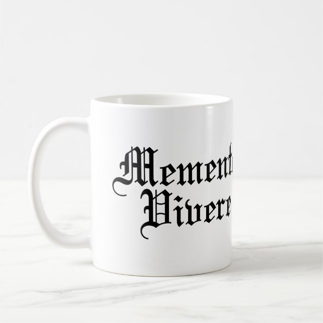 Taza De Café Memento Vivere - Frase latina (Izquierda)