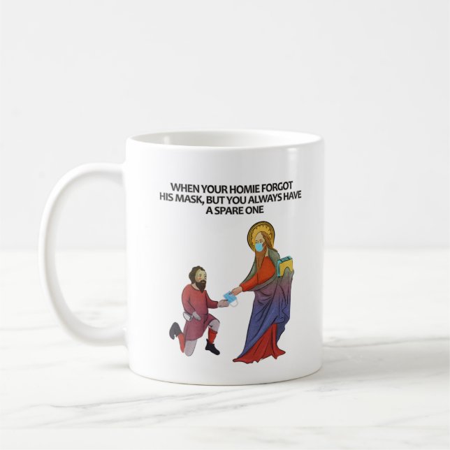 Taza De Café Memes de arte medieval - máscara facial (Izquierda)