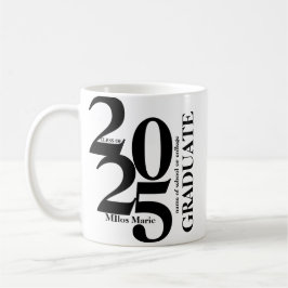 Taza De Café Memoria de graduación moderna en blanco y negro