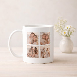 Taza De Café Memoria Personalizada con 4 Fotos Nombre y Fecha