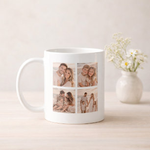 Taza De Café Memoria Personalizada con 4 Fotos Nombre y Fecha