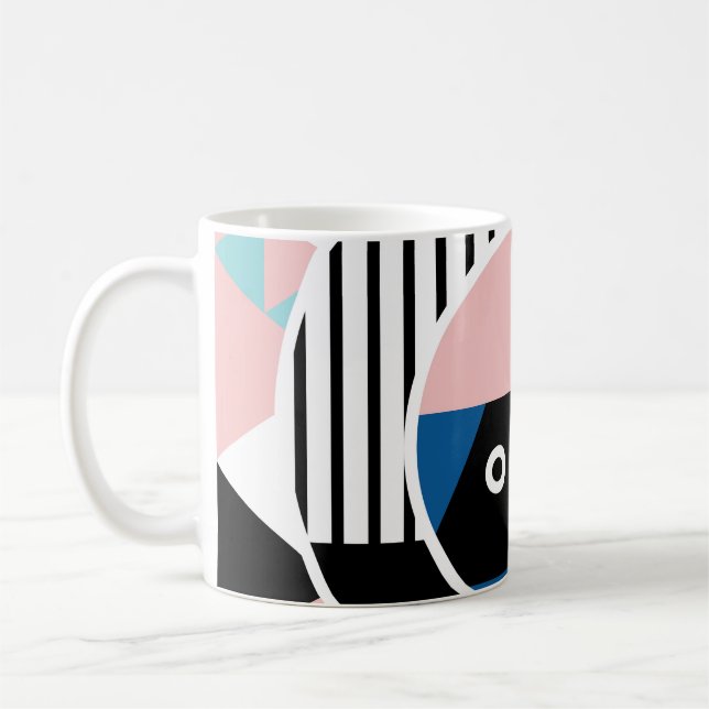 Taza De Café Memphis abstract poster design. Face geometric mak (Izquierda)