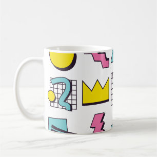 Taza De Café Memphis de los 90: Elementos de diseño pop.