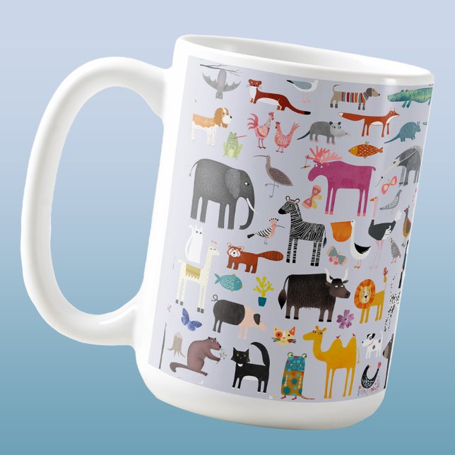 Taza De Café Menagerie animal (Fun animal menagerie with wild, safari, zoo, pet animals and birds pattern coffee mug)