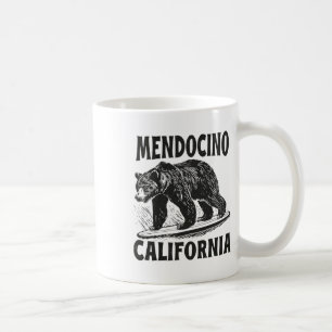 Taza De Café Mendocino California Ca Surfista Retro Playa Surf 