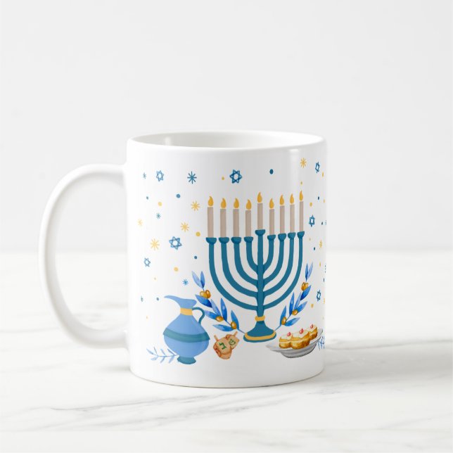 Taza De Café Menorah Hanukkah Holiday decorativo (Izquierda)