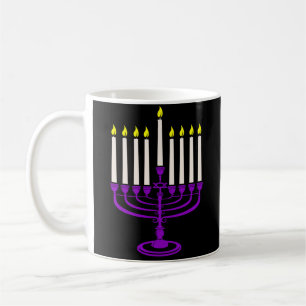 Taza De Café menorah morada hanukkah