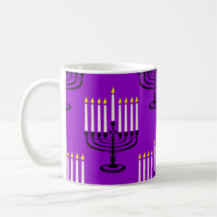 Taza De Café menorah morada hanukkah jewish print