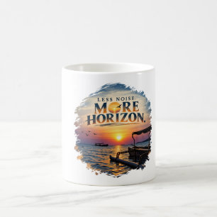 Taza De Café Menos Ruido Más Horizonte Minimalista Puesta de So