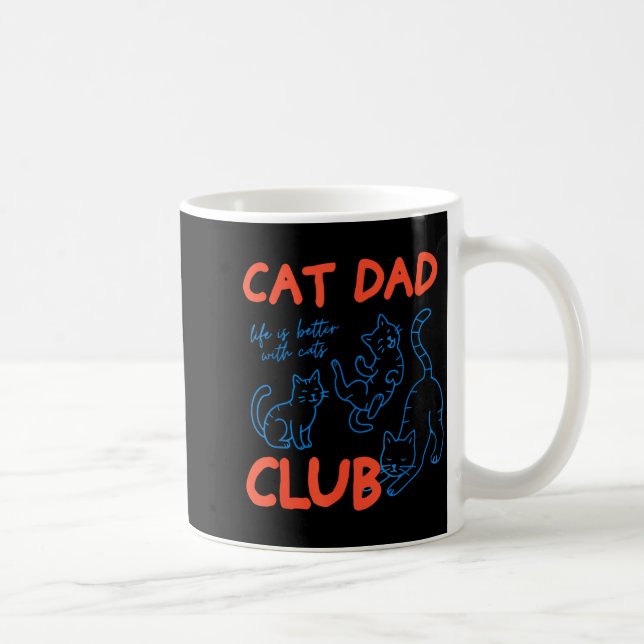 Taza De Café Mens Cat Dad Club Funny Cat Meme Fathers Day Cat L (Derecha)