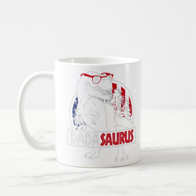 Taza De Café Mens Dadasaurus Dinosaur Dad Daddy Rex American Fl (Izquierda)