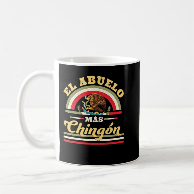 Taza De Café Mens El Abuelo Mas Chingon: Funny Bandera Mexicana (Izquierda)
