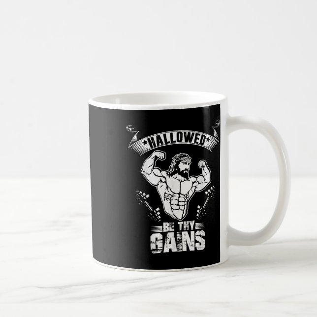 Taza De Café Mens Jesus Bodybuilding T Shirt - Funny Jesus Weig (Derecha)