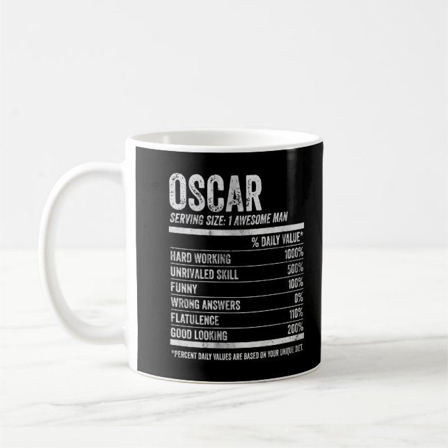 Taza De Café Mens Oscar Nutrición Nombre personalizado Shirt Gr (Izquierda)