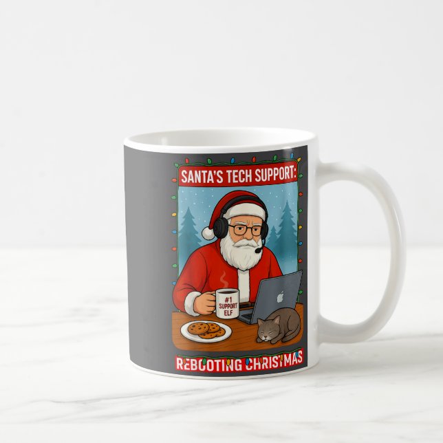 Taza De Café mens Tech Santa s Rebooting Support (Derecha)