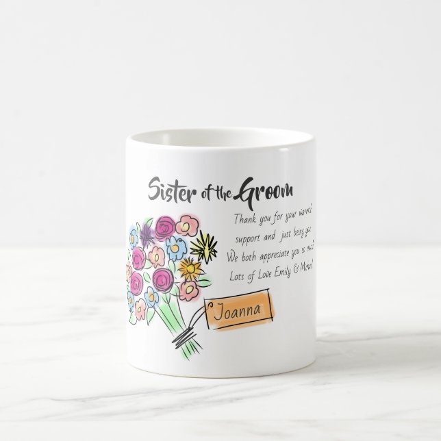 Taza De Café Mensaje de agradecimiento personalizado a la herma (Centro)