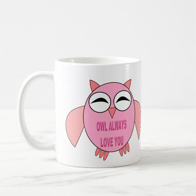 Taza De Café Mensaje de amor lindo Owl Mug (Izquierda)