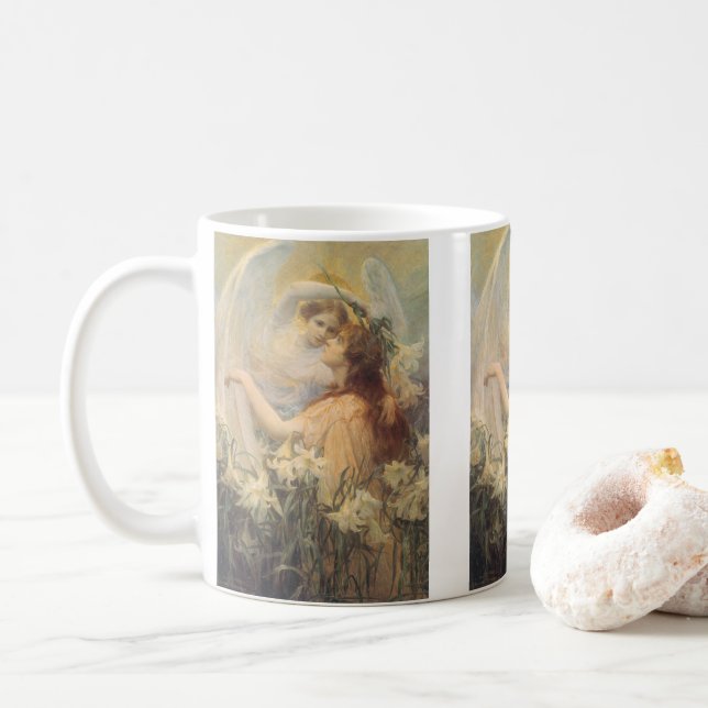 Taza De Café Mensaje de Ángel de George Swen lugar de Arte Vint (Con donut)